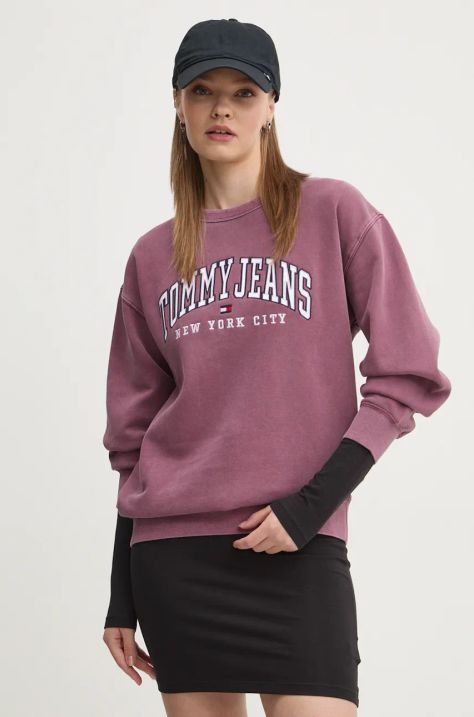 Dukserica Tommy Jeans za žene, boja: bordo, s aplikacijom, DW0DW19824