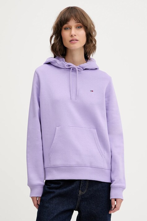 Tommy Jeans bluză culoarea bordo, cu glugă, uni, DW0DW19958