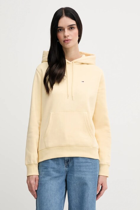 Tommy Jeans bluză culoarea bordo, cu glugă, uni, DW0DW19958