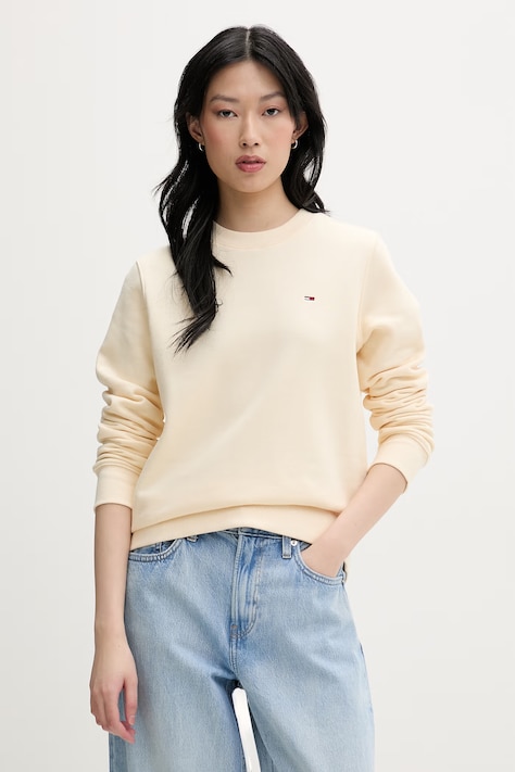 Tommy Jeans bluza damska z bawełną żółta DW0DW19959