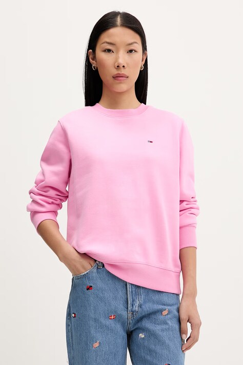 Tommy Jeans bluza damska z bawełną różowa DW0DW19959