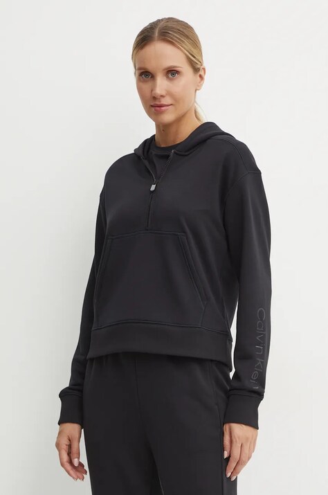 Calvin Klein Performance hanorac de antrenament culoarea negru, cu glugă, cu imprimeu, 00GWF4W303