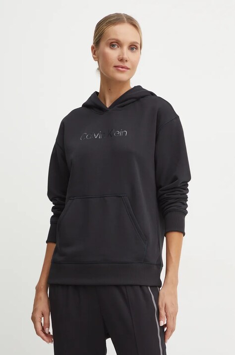 Кофта для тренинга Calvin Klein Performance цвет чёрный с капюшоном с принтом 00GWF4W302
