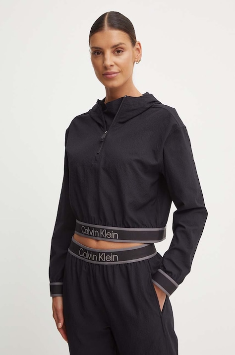 Calvin Klein Performance hanorac de antrenament culoarea negru, cu glugă, cu imprimeu, 00GWF4J403
