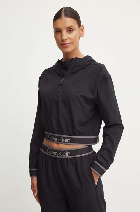 Кофта для тренинга Calvin Klein Performance цвет чёрный с капюшоном с принтом 00GWF4J403
