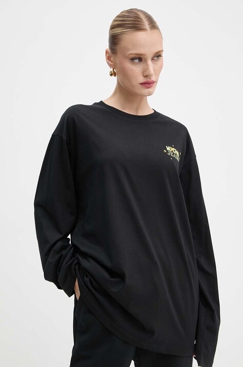 Moschino Jeans longsleeve din bumbac culoarea negru, A1219 8733