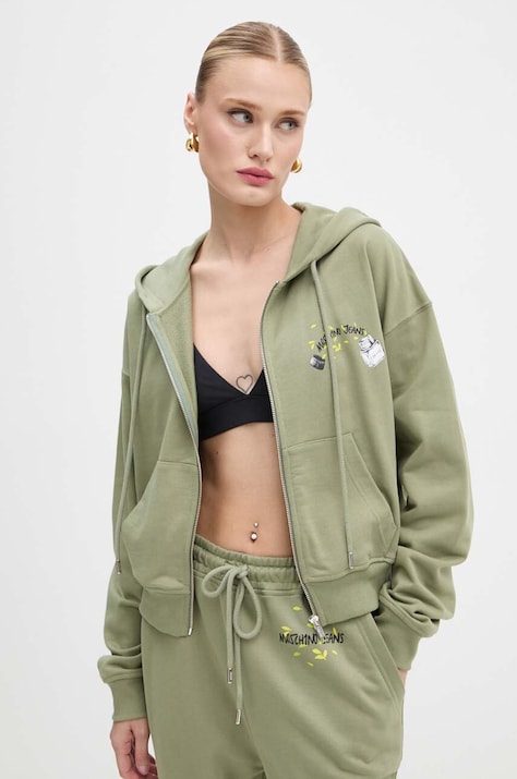 Moschino Jeans felpa in cotone bambino/a donna colore verde con cappuccio J1704 8732