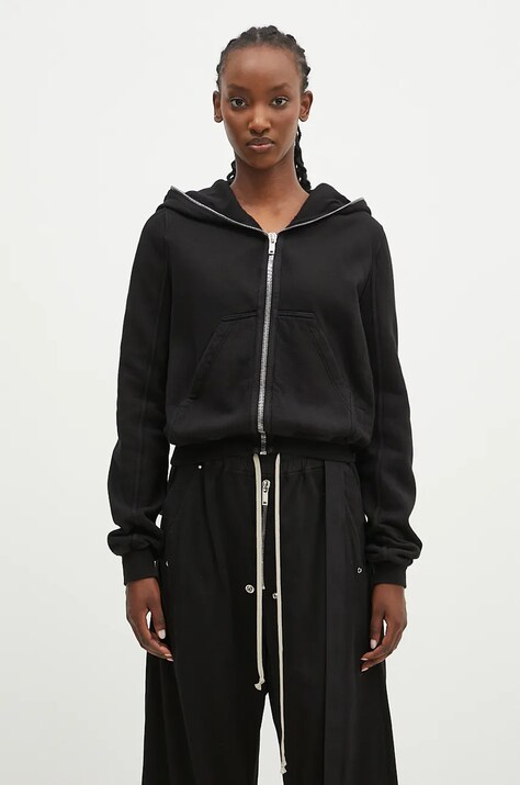 Rick Owens cotton sweatshirt Small Gimp Hoodie women's black color hooded smooth DS02D2246.FEP1