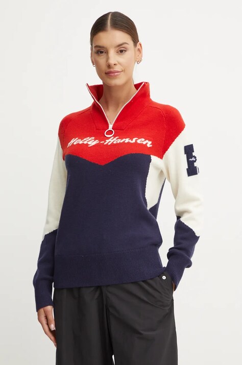 Helly Hansen pulóver Apres meleg, női, sötétkék, garbónyakú, 66029