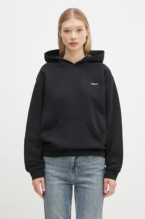 Coperni bluza Logo Hoodie femei, culoarea negru, cu glugă, cu imprimeu, COPJS15523