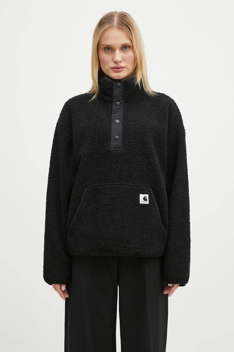 Dukserica od flisa Carhartt WIP Elliot High Neck Liner boja: crna, bez uzorka, I032241.00EXX