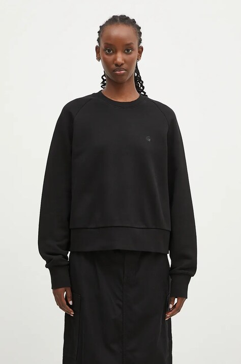Carhartt WIP hanorac de bumbac Colburn Sweat femei, culoarea negru, neted, I034307.89XX