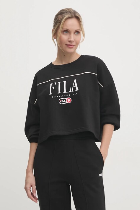 Fila bluza Lewistown femei, culoarea negru, cu imprimeu, FAW0912