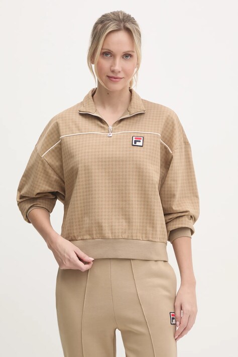 Mikina Fila Liebau dámska, zelená farba, vzorovaná, FAW0879