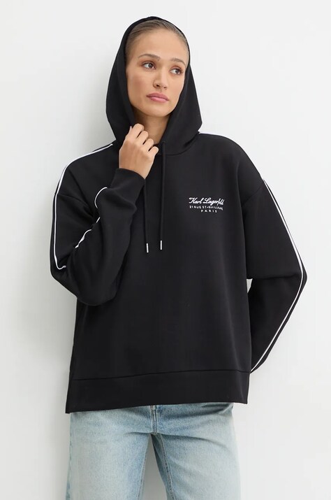 Суичър Karl Lagerfeld в черно с качулка с апликация 246W2109