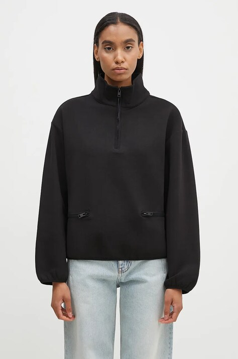 Кофта Woolrich Interlock Fleece Half Zip женская цвет чёрный однотонная CFWWSW0136FRUT3865