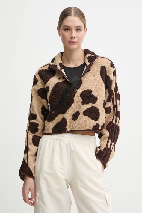 adidas hanorac fleece Animal culoarea bej, modelator, IX3719
