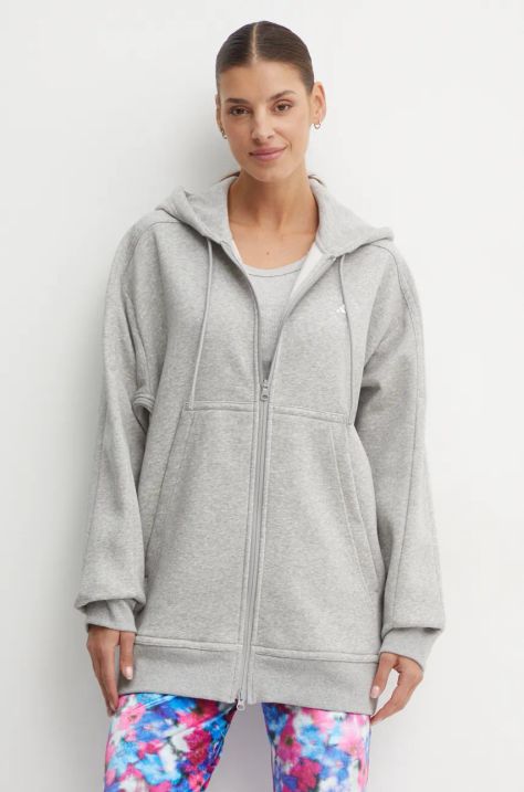 Μπλούζα adidas by Stella McCartney χρώμα: γκρι, με κουκούλα, IX1655