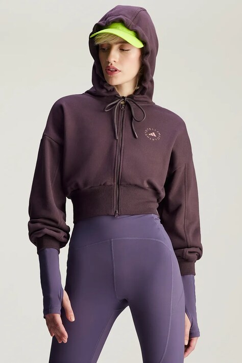 adidas by Stella McCartney bluza dresowa kolor fioletowy z kapturem gładka IZ5011