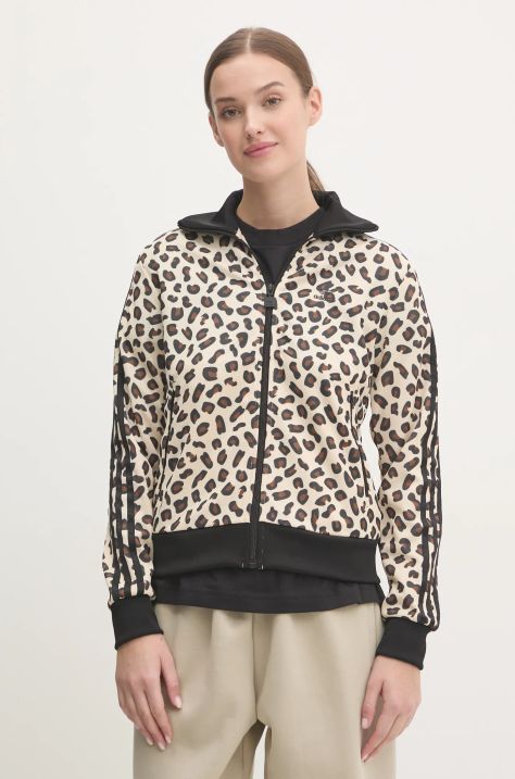 Pulover adidas Originals Leopard ženski, bež barva, IW8468