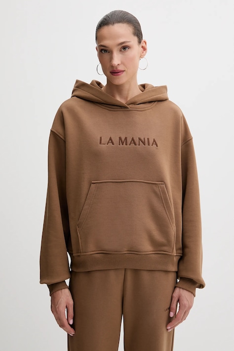 Mikina La Mania BROOK šedá farba, s kapucňou, s nášivkou, BROOK