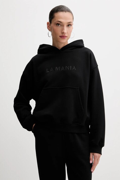La Mania bluză BROOK culoarea gri, cu glugă, cu imprimeu, BROOK
