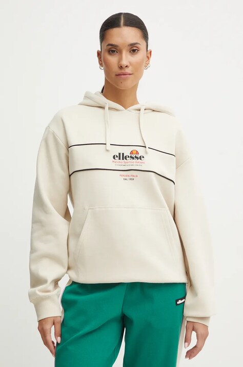 Кофта Ellesse GALSTER жіноча колір бежевий з капюшоном з принтом SGX20922