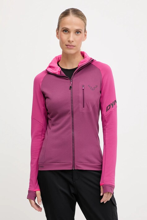 Dynafit bluza sportowa Radical Polartec kolor różowy z kapturem wzorzysta 08.0000071123
