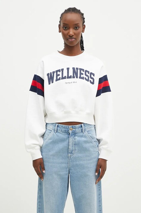 Хлопковая кофта Sporty & Rich Wellness Ivy женская цвет белый узор WS058S406WW