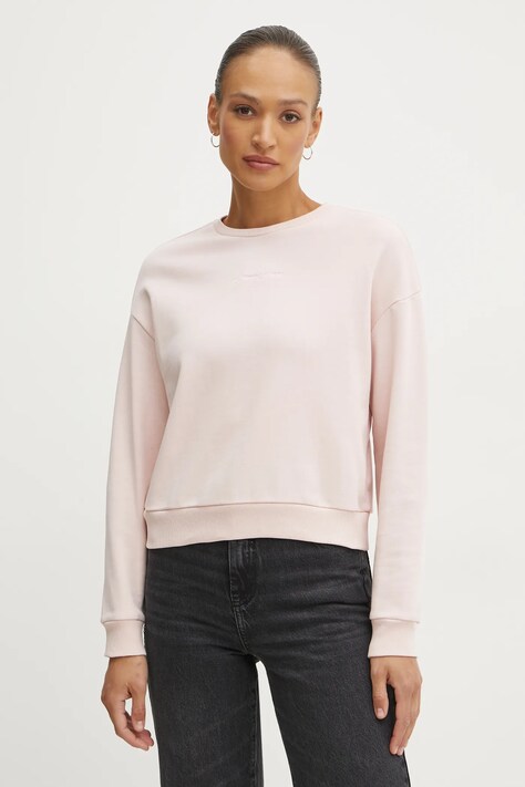 Armani Exchange hanorac de bumbac femei, culoarea roz, uni, 6DYM70 YJEEZ