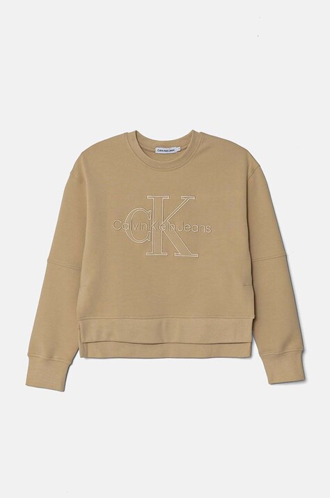 Детская кофта Calvin Klein Jeans цвет бежевый с аппликацией IG0IG02702