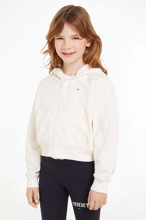 Tommy Hilfiger bluza dziecięca kolor biały z kapturem z aplikacją KG0KG08036