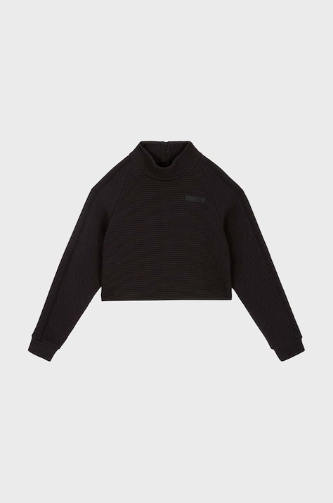 EA7 Emporio Armani bluza dziecięca kolor czarny gładka 6DFM14 FJZNZ