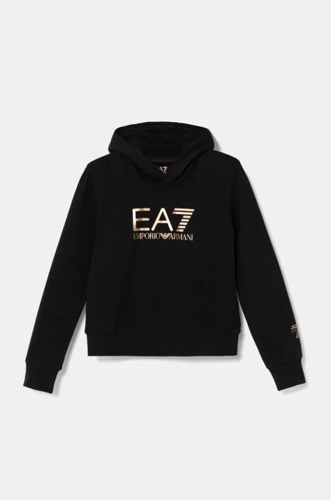 EA7 Emporio Armani felpa per bambini colore nero con cappuccio 8NFM01 FJTXZ