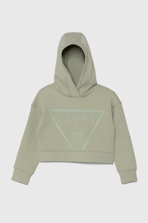 Дитяча кофта Guess колір зелений з капюшоном з аплікацією J2BQ35 FL03S