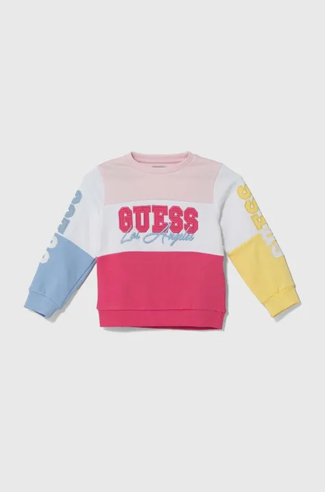 Παιδική βαμβακερή μπλούζα Guess χρώμα: ροζ, K4YQ03 KA6R3