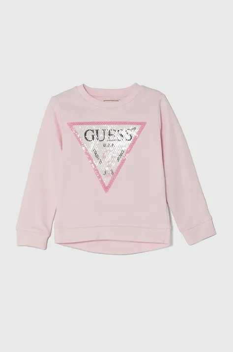 Guess bluza bawełniana dziecięca kolor różowy z aplikacją K4YQ10 KA6R3