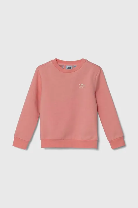 adidas Originals bluza copii CREW culoarea roz, cu imprimeu, IX5299