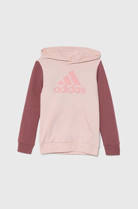 Дитяча кофта adidas J BL CB HD колір рожевий з капюшоном з принтом IX9512