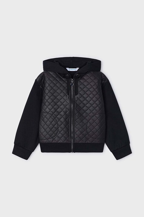 Detská mikina Mayoral čierna farba, s kapucňou, jednofarebná, 4496