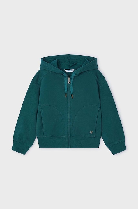 Mayoral bluza copii culoarea verde, cu glugă, neted, 4497