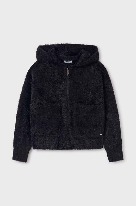 Dječja dukserica Mayoral boja: crna, s kapuljačom, bez uzorka, 7317