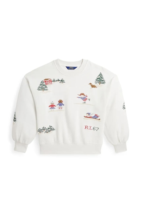 Detská bavlnená mikina Polo Ralph Lauren béžová farba, vzorovaná, 313952129001