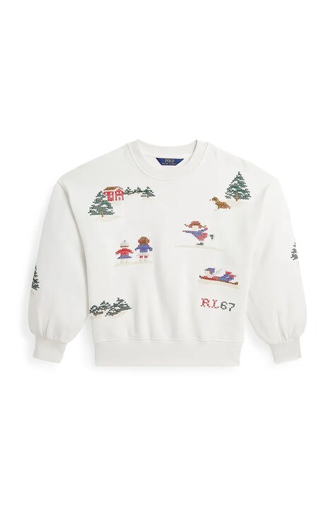 Dětská bavlněná mikina Polo Ralph Lauren béžová barva, vzorovaná, 313952129001
