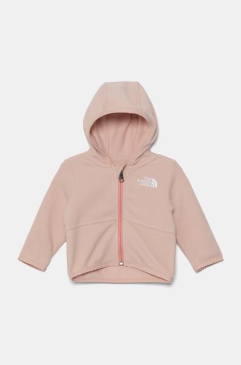 The North Face bluza bebe BABGLACIER F/Z HOODIE culoarea roz, cu glugă, neted, NF0A8B1ALK61