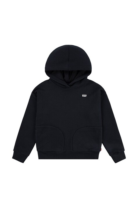 Levi's bluza copii BATWING CHEST HIT HOODIE culoarea negru, cu glugă, neted, 4EL078