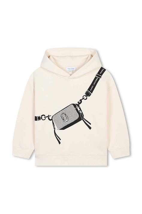 Marc Jacobs hanorac de bumbac pentru copii culoarea bej, cu glugă, cu imprimeu, W60387