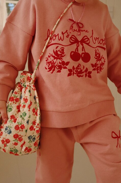 Konges Sløjd hanorac de bumbac pentru copii LOUPY LOU SWEATSHIRT GOTS culoarea roz, modelator, KS102025