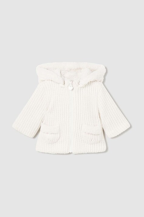 Mayoral Newborn bluza bebe culoarea alb, cu glugă, neted, 2447