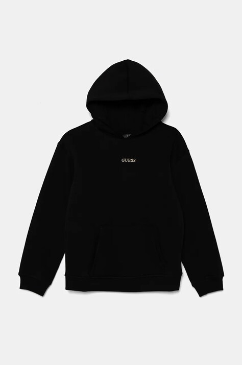 Дитяча кофта Guess колір чорний з капюшоном з принтом J4BQ29 KCHX0
